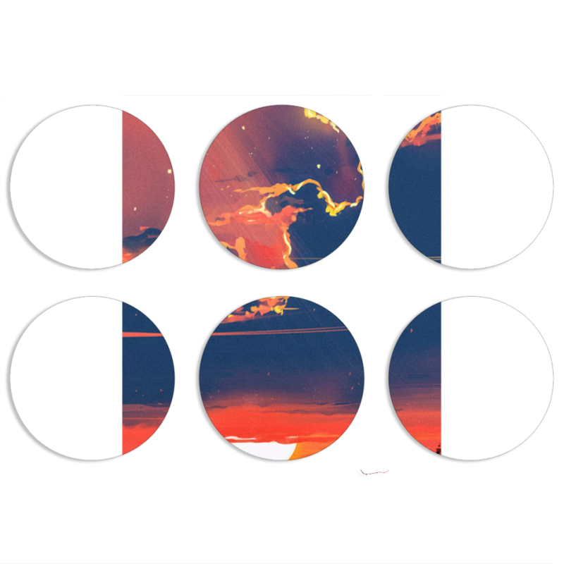 Магнитные фотопазлы круги d55 набор 6 штук Twilight