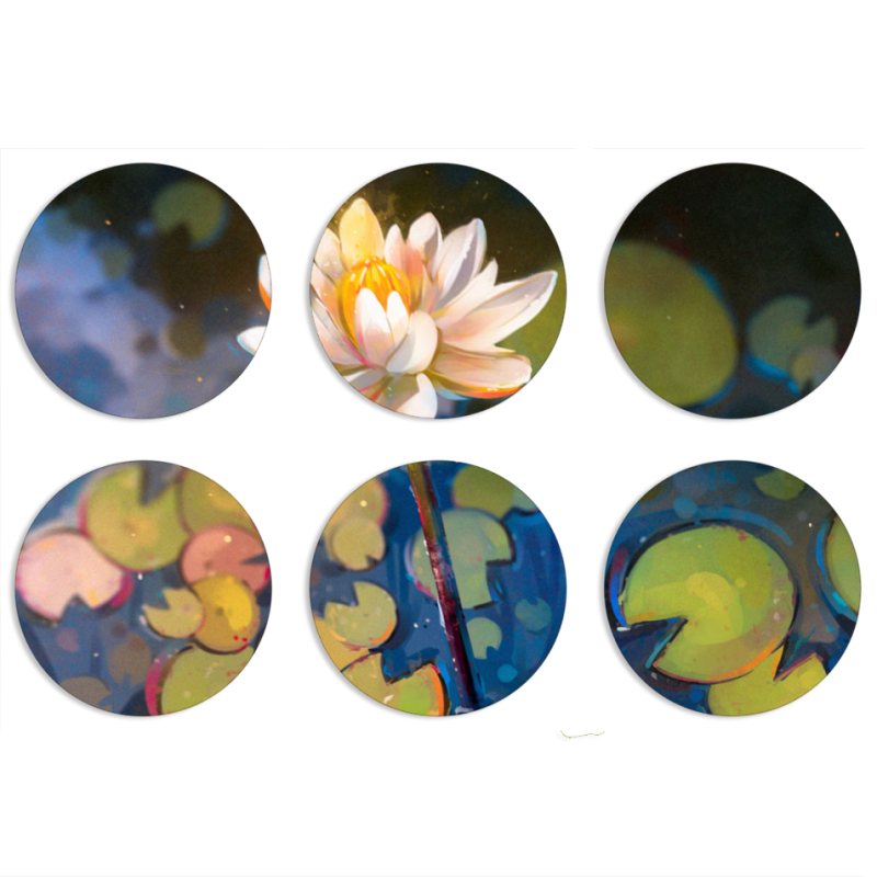 Магнитные фотопазлы круги d55 набор 6 штук Waterlily