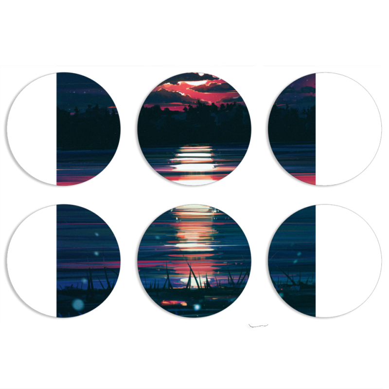 Магнитные фотопазлы круги d55 набор 6 штук Midnight