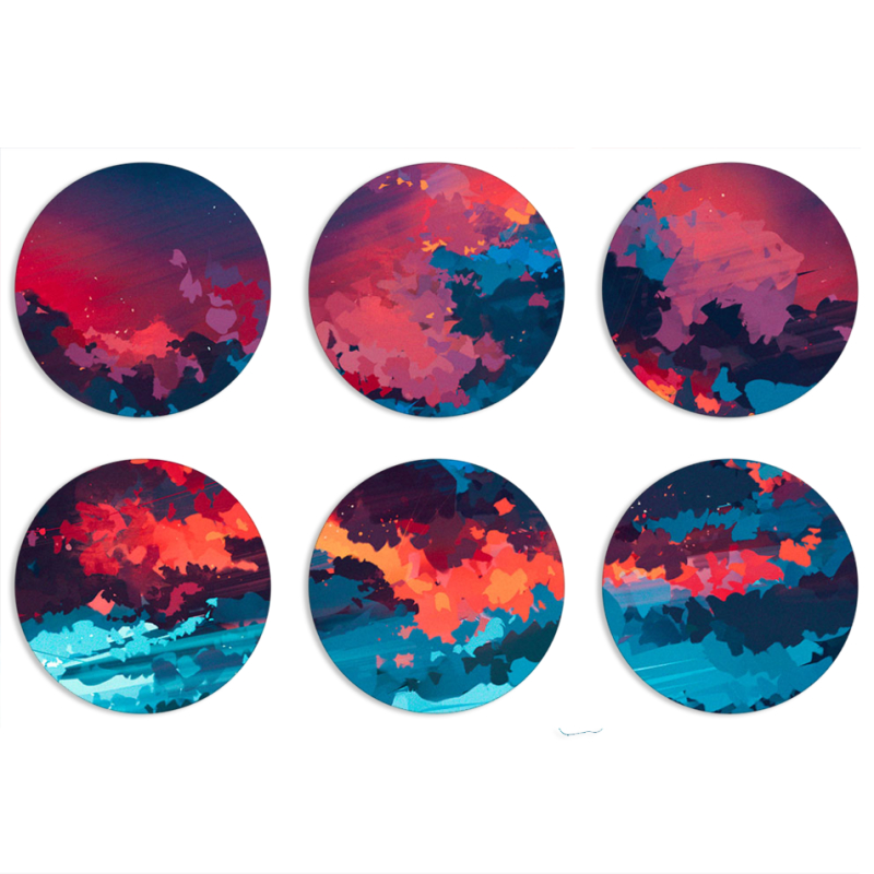 Магнитные фотопазлы круги d55 набор 6 штук Thunderclouds
