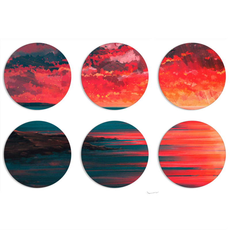 Магнитные фотопазлы круги d55 набор 6 штук Seaside a