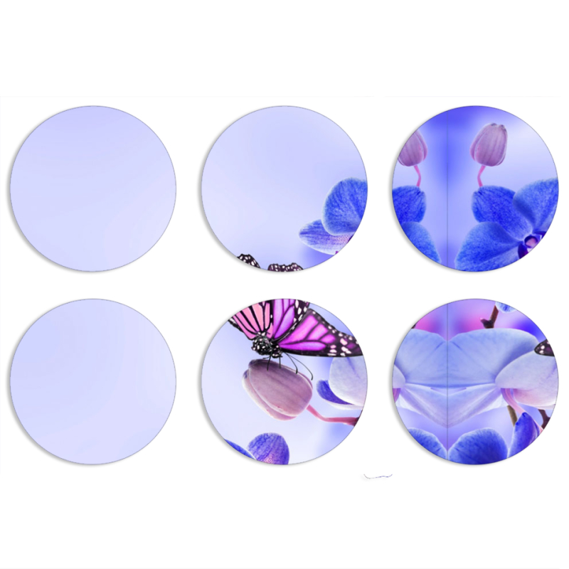Магнитные фотопазлы круги d55 набор 6 штук Orchids and Butterflies