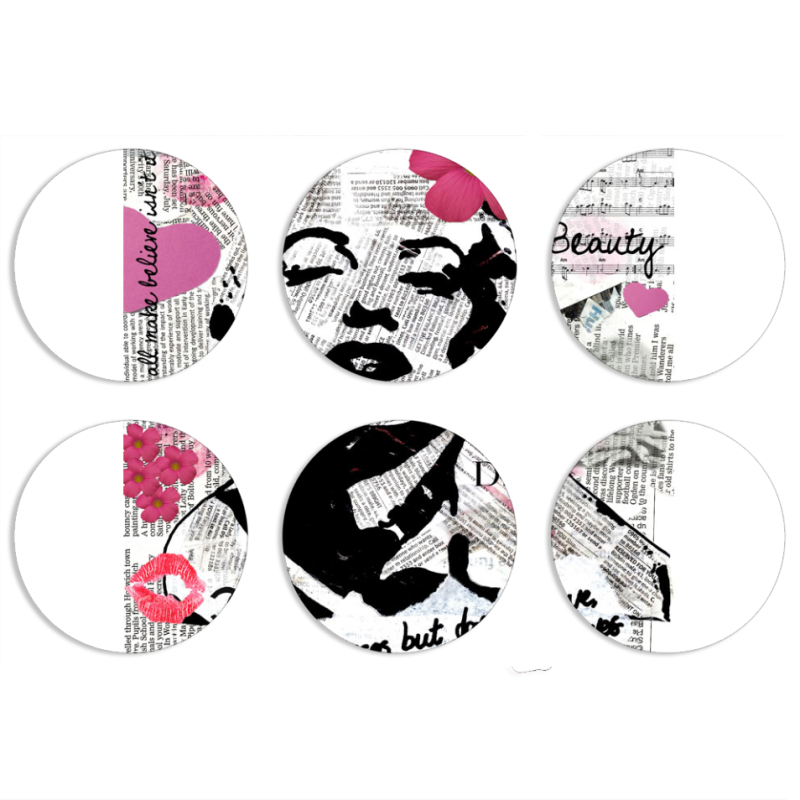 Магнитные фотопазлы круги d55 набор 6 штук 