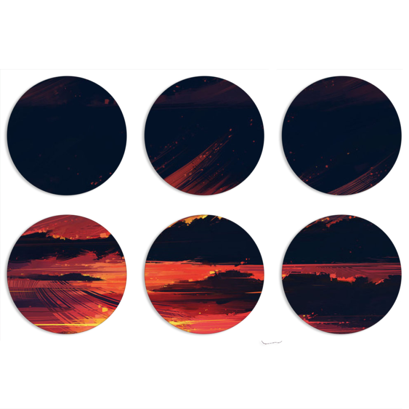 Магнитные фотопазлы круги d55 набор 6 штук Sundown