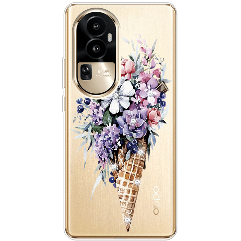 Чехол со стразами OPPO Reno 10 Pro (China) Ice Cream Flowers