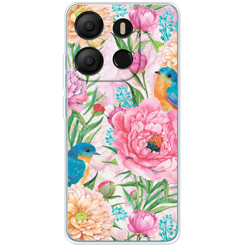 Чехол BoxFace Tecno POP 7 Birds in Flowers