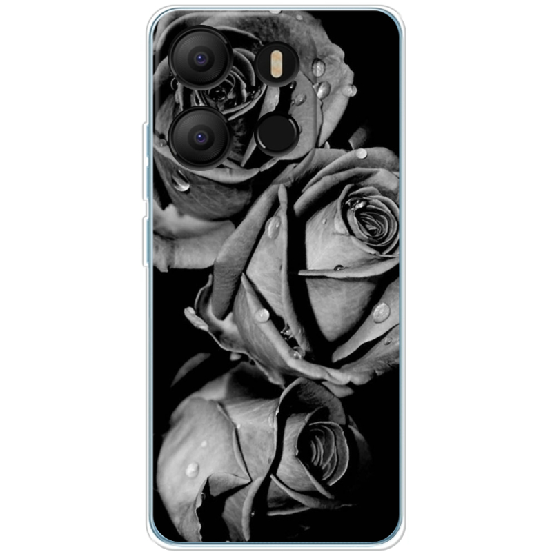 Чехол BoxFace Tecno POP 7 Black and White Roses