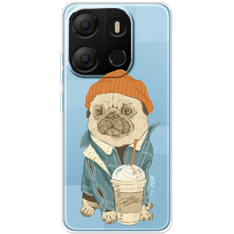 Прозрачный чехол BoxFace Tecno POP 7 Dog Coffeeman