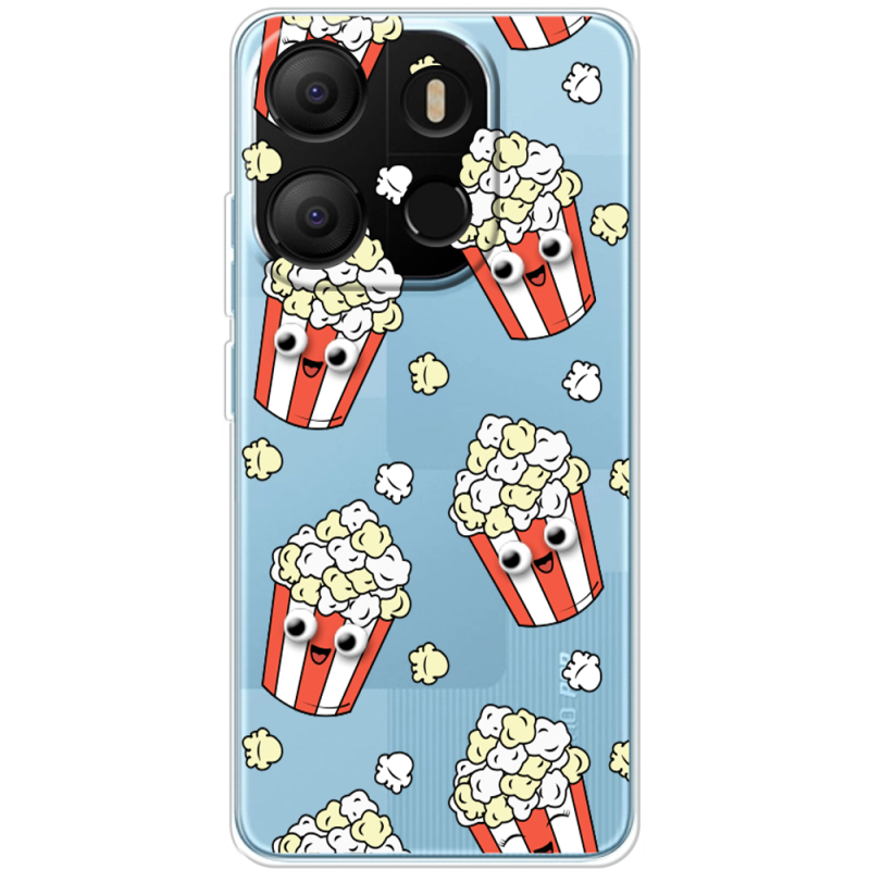 Прозрачный чехол BoxFace Tecno POP 7 с 3D-глазками Popcorn