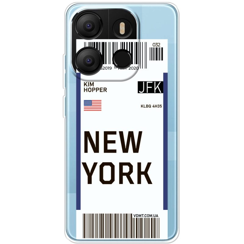 Прозрачный чехол BoxFace Tecno POP 7 Ticket New York