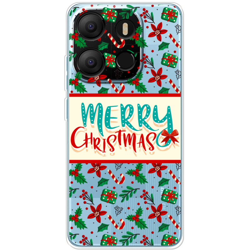 Прозрачный чехол BoxFace Tecno POP 7 Vintage Christmas Pattern