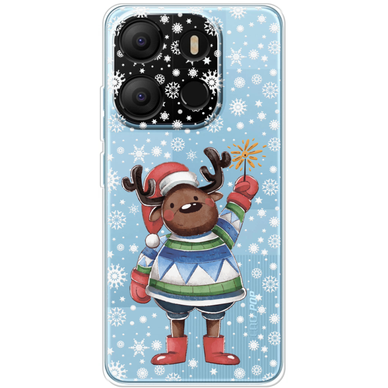 Прозрачный чехол BoxFace Tecno POP 7 Christmas Deer with Snow