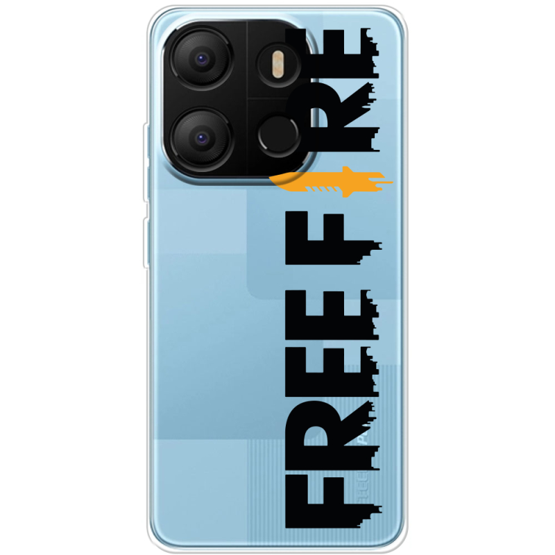 Прозрачный чехол BoxFace Tecno POP 7 Free Fire Black Logo