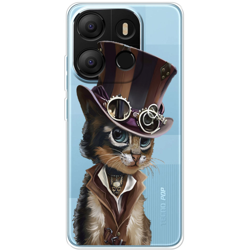 Прозрачный чехол BoxFace Tecno POP 7 Steampunk Cat