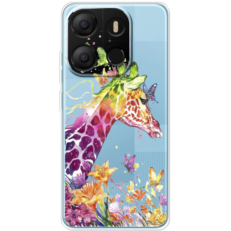 Прозрачный чехол BoxFace Tecno POP 7 Colorful Giraffe