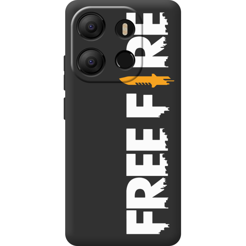 Черный чехол BoxFace Tecno POP 7 Free Fire White Logo