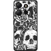 Черный чехол BoxFace Tecno POP 7 Skull and Roses