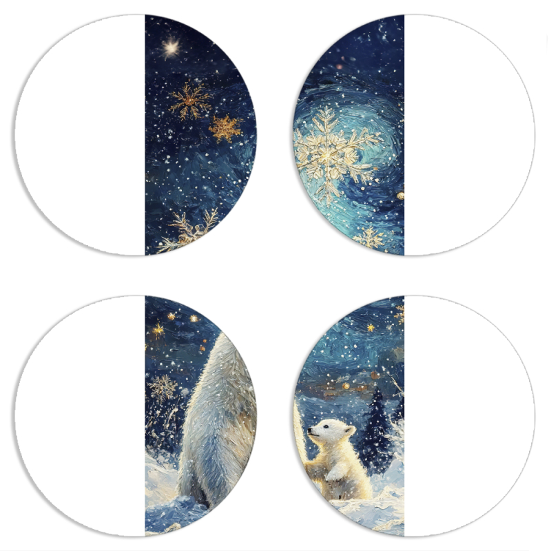 Магнитные фотопазлы круги d55 набор 4 штуки Північні ведмеді