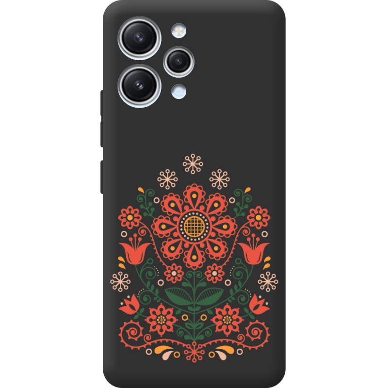 Черный чехол BoxFace Xiaomi Redmi 12 Ukrainian Ornament