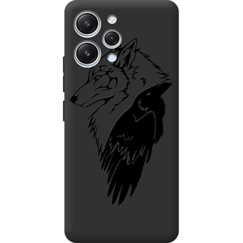 Черный чехол BoxFace Xiaomi Redmi 12 Wolf and Raven