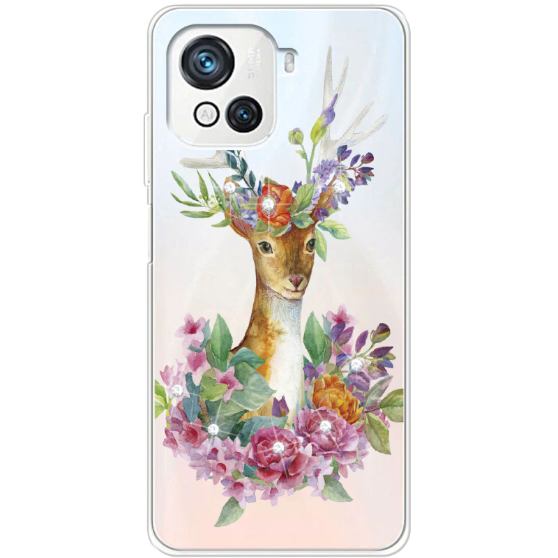 Чехол со стразами BoxFace Blackview Oscal C80 Deer with flowers