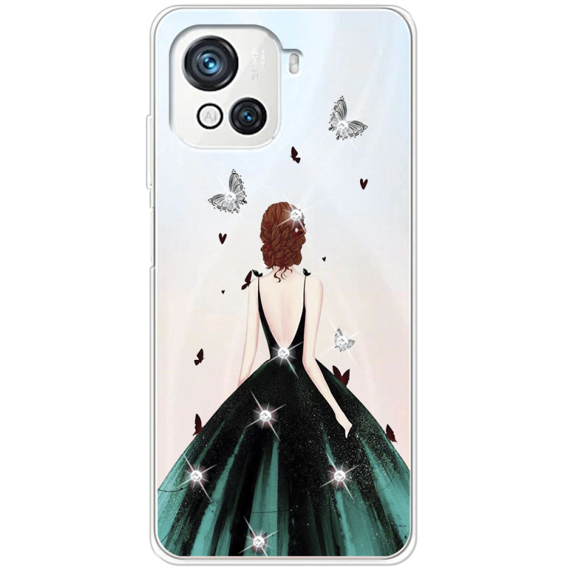 Чехол со стразами BoxFace Blackview Oscal C80 Girl in the green dress