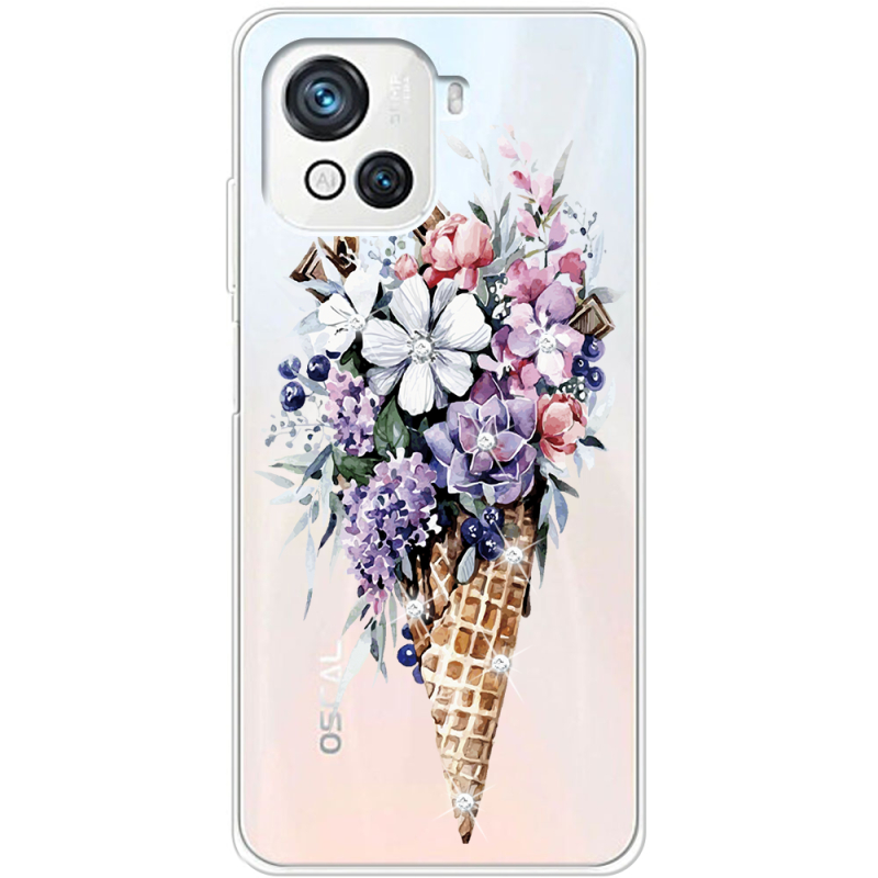 Чехол со стразами BoxFace Blackview Oscal C80 Ice Cream Flowers