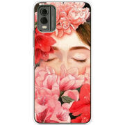 Чехол BoxFace Nokia C32 Girl in Flowers