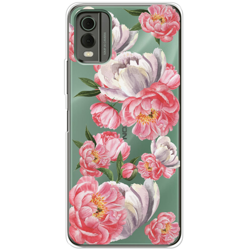 Прозрачный чехол BoxFace Nokia C32 Peony Watercolor Style