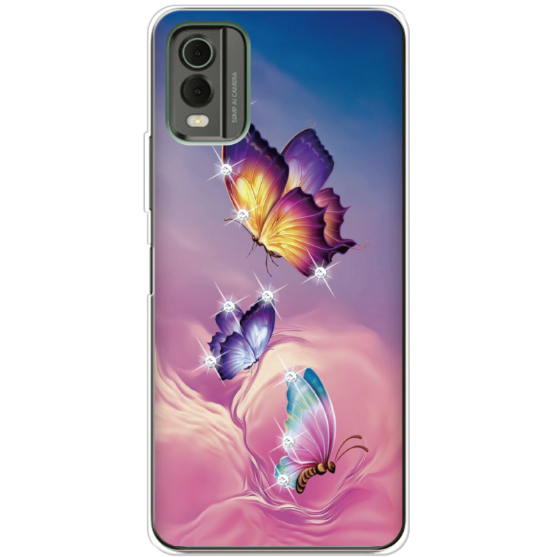 Чехол со стразами Nokia C32 Butterflies