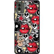 Черный чехол BoxFace Nokia C32 Rock Graffiti