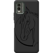 Черный чехол BoxFace Nokia C32 Horse