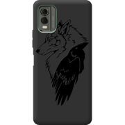 Черный чехол BoxFace Nokia C32 Wolf and Raven