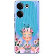 Прозрачный чехол BoxFace Tecno Camon 20 Pro 4G Blue Hair