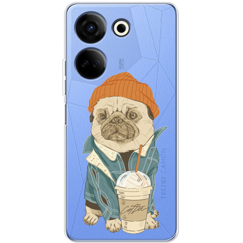 Прозрачный чехол BoxFace Tecno Camon 20 Pro 4G Dog Coffeeman