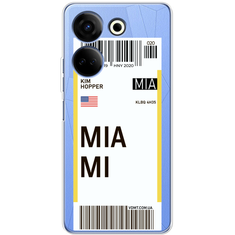 Прозрачный чехол BoxFace Tecno Camon 20 Pro 4G Ticket Miami