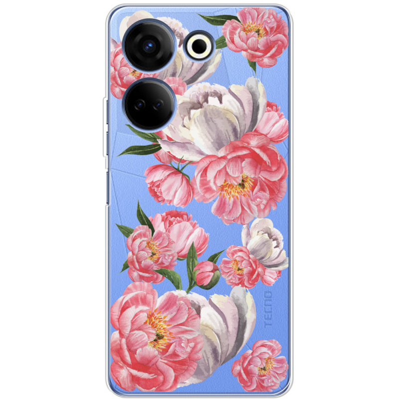 Прозрачный чехол BoxFace Tecno Camon 20 Pro 4G Peony Watercolor Style