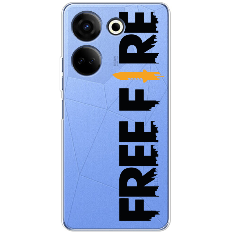 Прозрачный чехол BoxFace Tecno Camon 20 Pro 4G Free Fire Black Logo