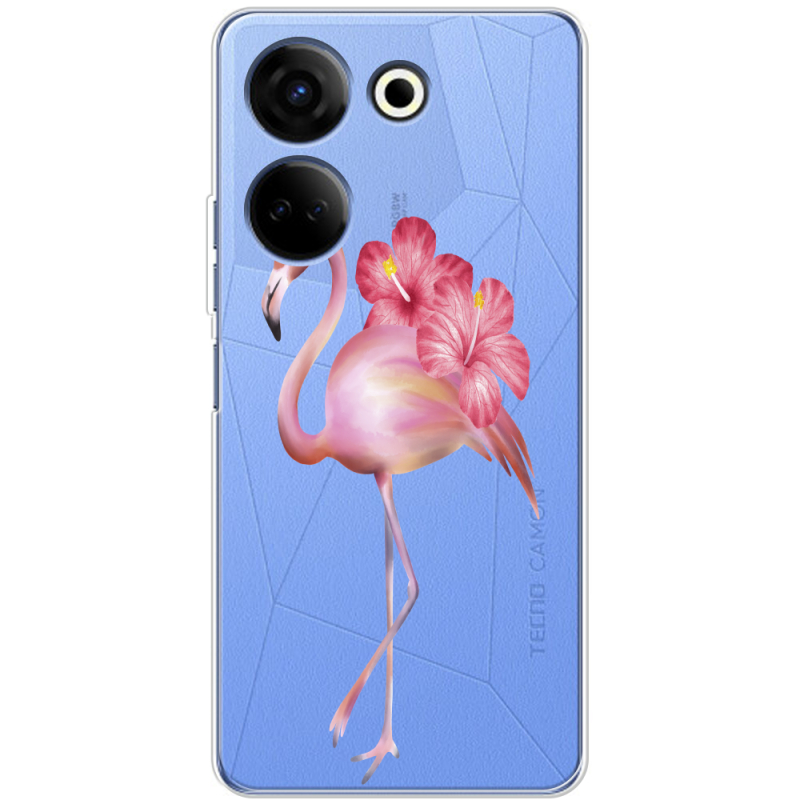 Прозрачный чехол BoxFace Tecno Camon 20 Pro 4G Floral Flamingo