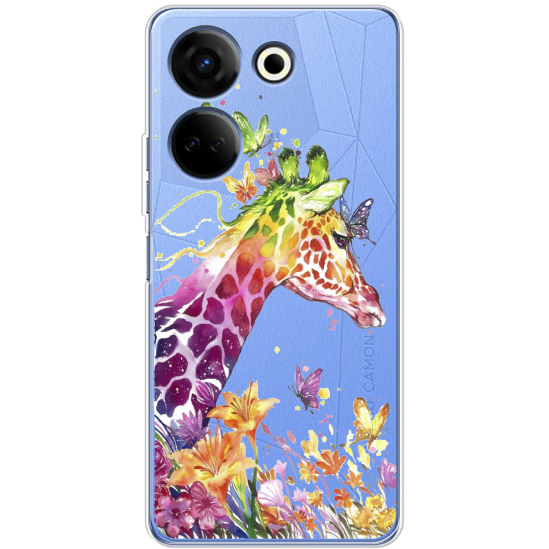 Прозрачный чехол BoxFace Tecno Camon 20 Pro 4G Colorful Giraffe