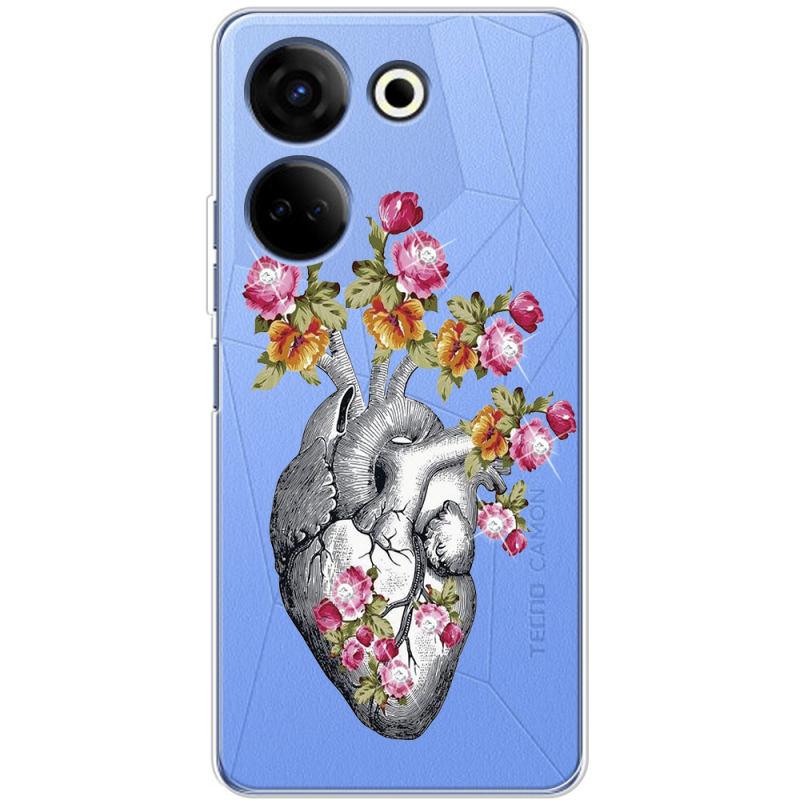 Чехол со стразами BoxFace Tecno Camon 20 Pro 4G Heart