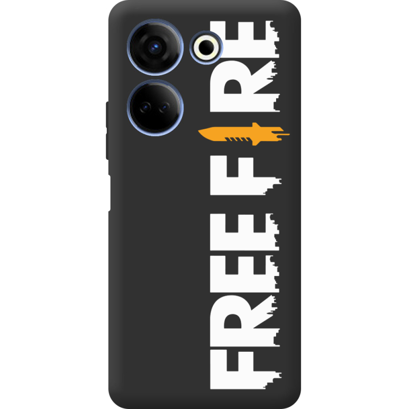 Черный чехол BoxFace Tecno Camon 20 Pro 4G Free Fire White Logo