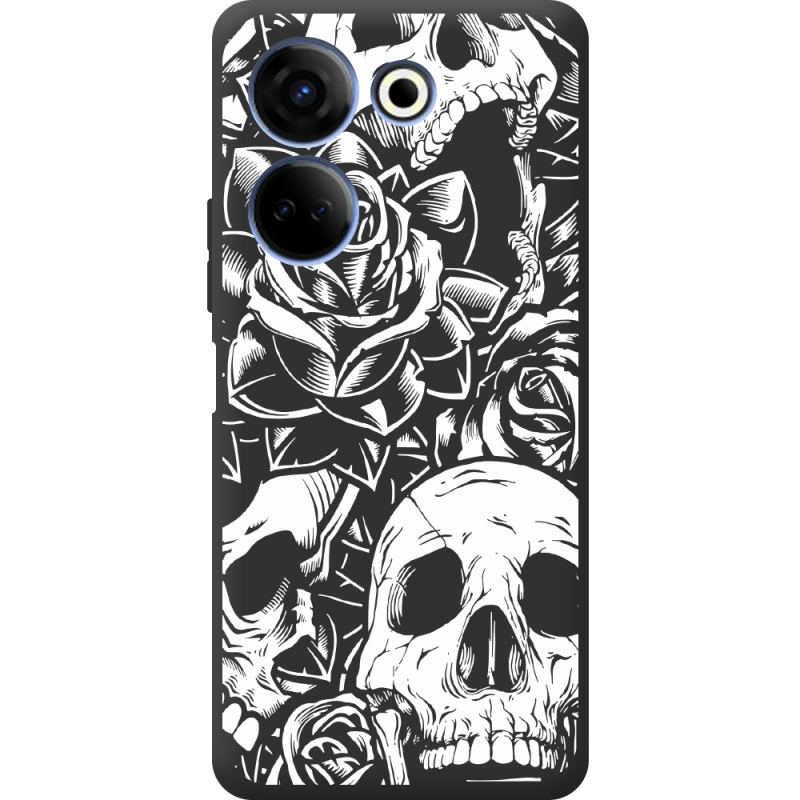 Черный чехол BoxFace Tecno Camon 20 Pro 4G Skull and Roses