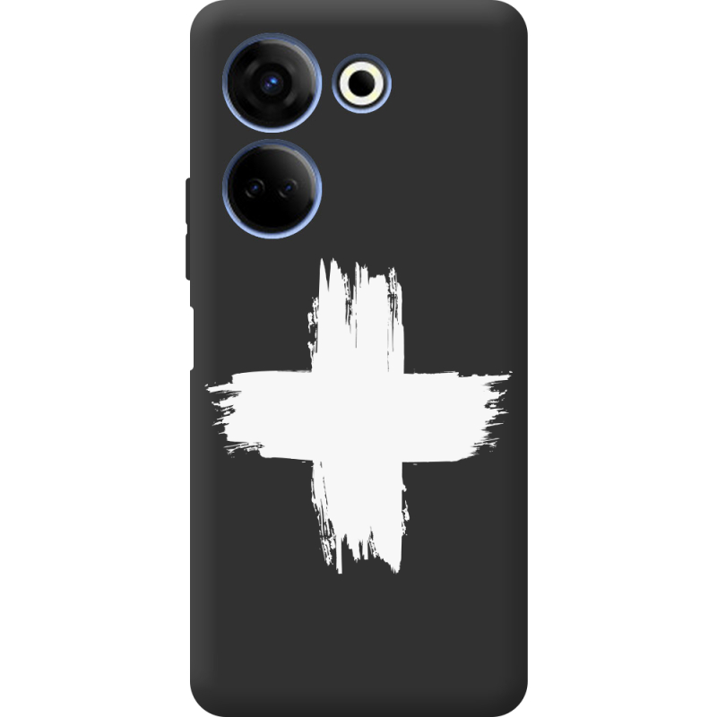 Черный чехол BoxFace Tecno Camon 20 Pro 4G Білий хрест ЗСУ