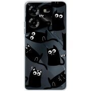 Прозрачный чехол BoxFace Tecno POVA 5 с 3D-глазками Black Kitty