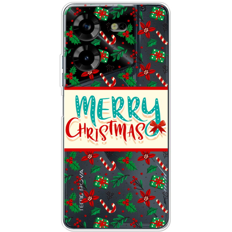 Прозрачный чехол BoxFace Tecno POVA 5 Vintage Christmas Pattern