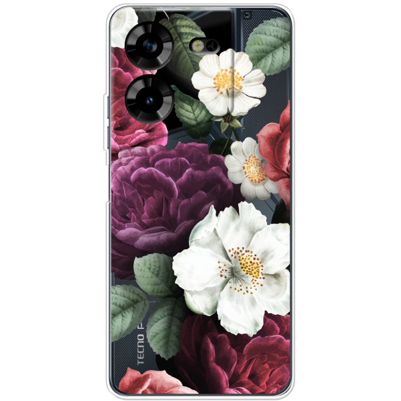 Прозрачный чехол BoxFace Tecno POVA 5 Floral Dark Dreams