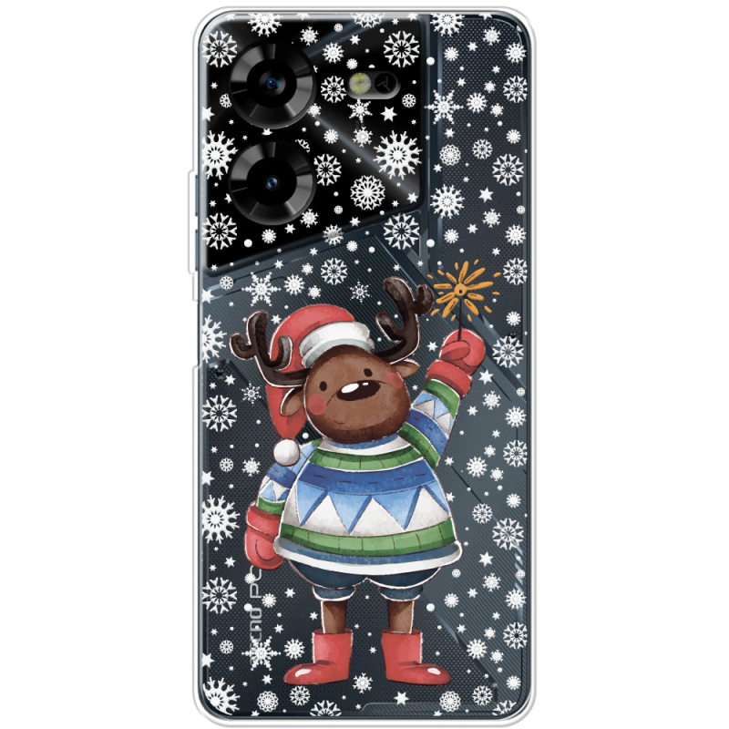 Прозрачный чехол BoxFace Tecno POVA 5 Christmas Deer with Snow