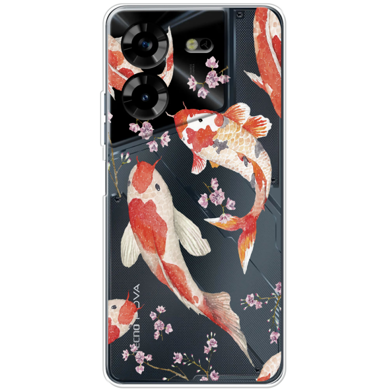 Прозрачный чехол BoxFace Tecno POVA 5 Japanese Koi Fish