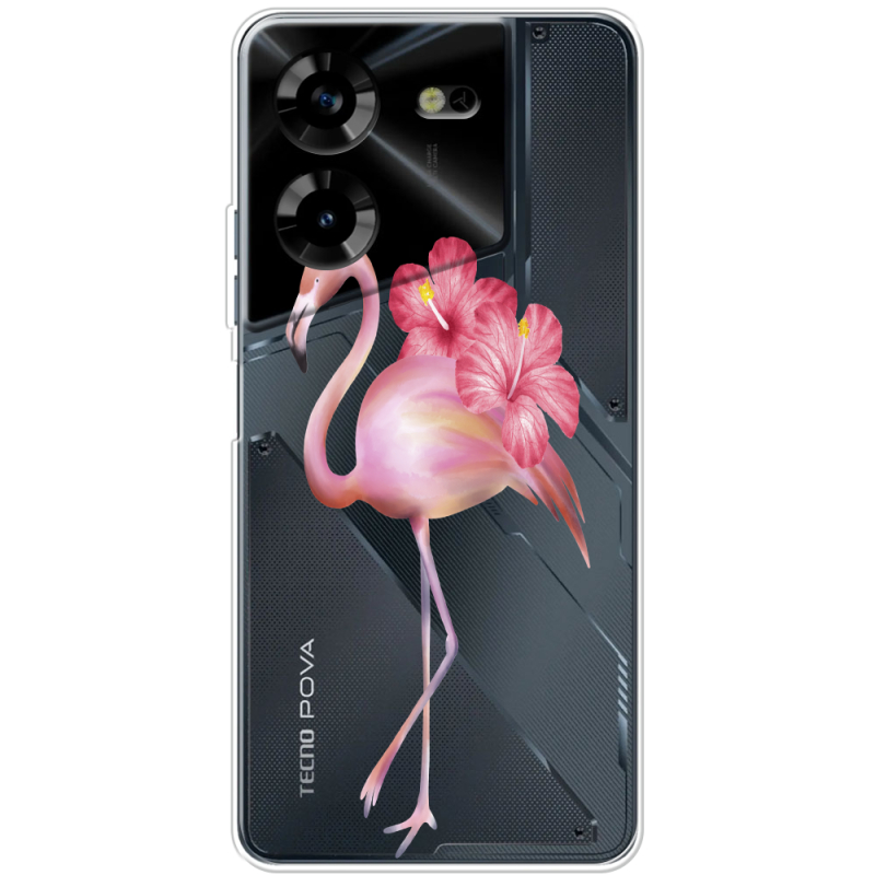 Прозрачный чехол BoxFace Tecno POVA 5 Floral Flamingo